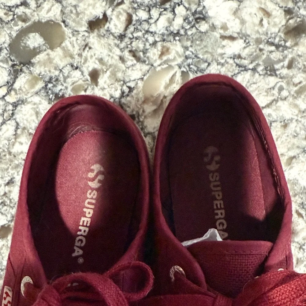 Superga Maroon Canvas Sneakers with Cream Soles
